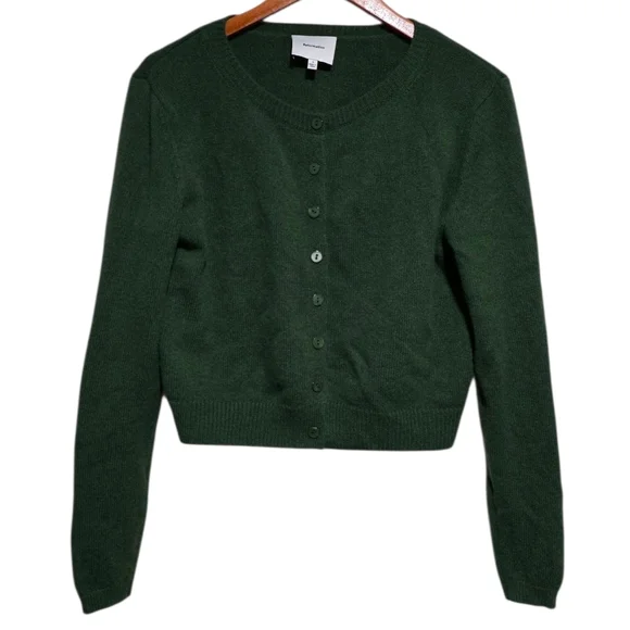 Reformation Clara Cashmere Cardigan in Grass Size Small - Picture 3 of 5